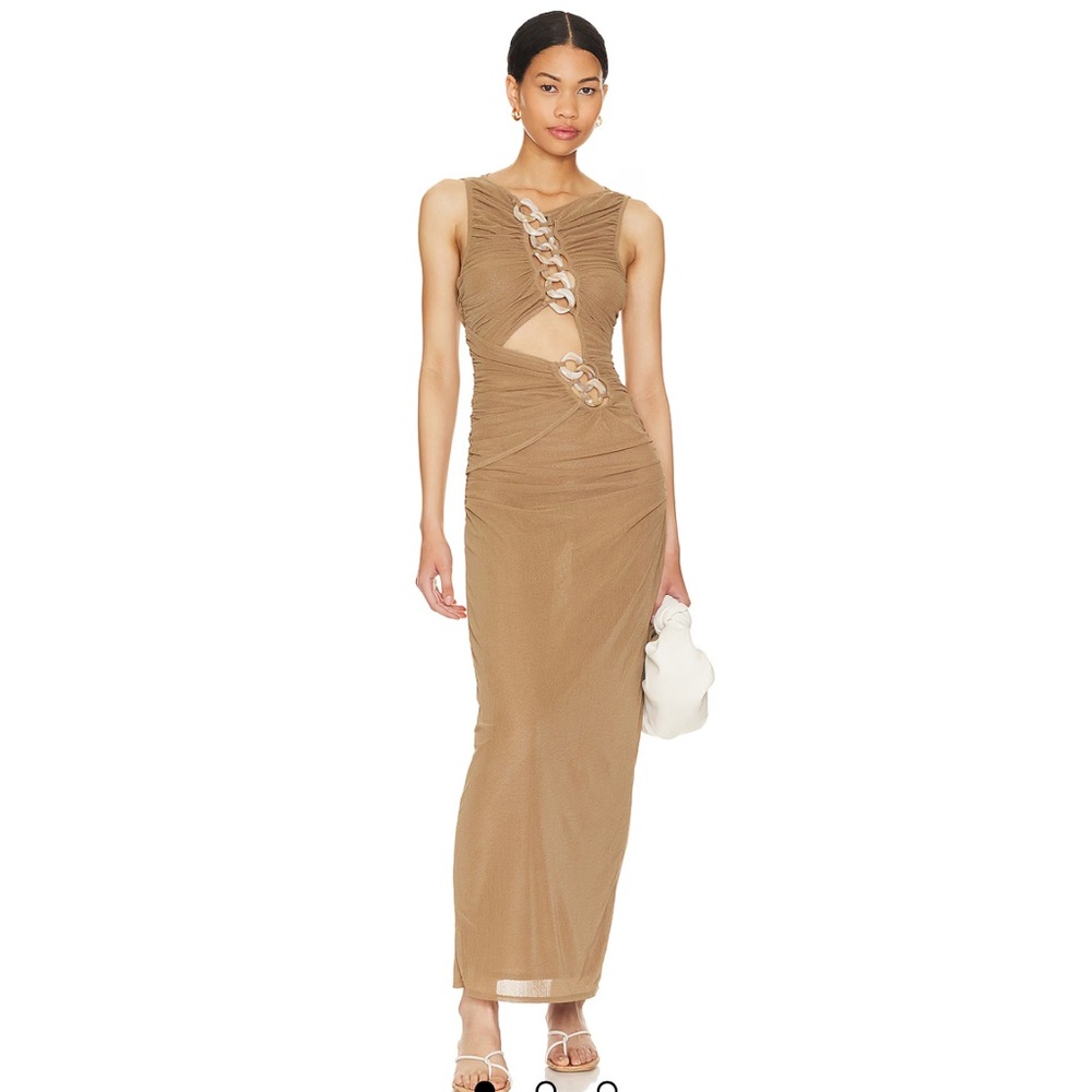 L'Academie Emeraude Maxi Dress in Umber Brown